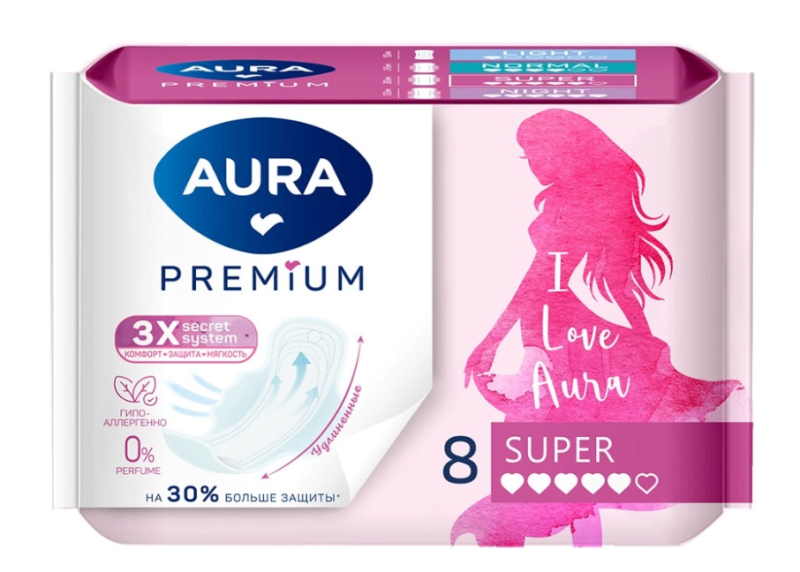Прокладки женские 8шт AURA PREMIUM SUPER