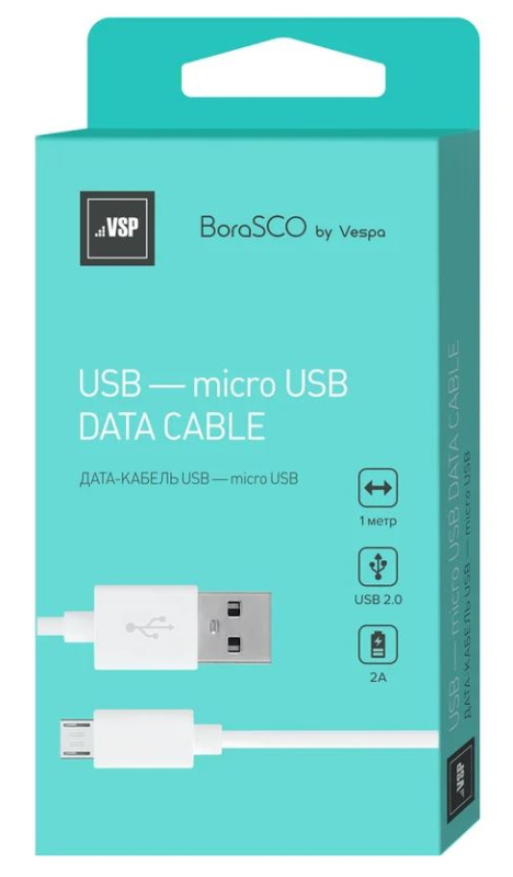 Кабель USB-micro USB BoraSCO 2А 1м белый