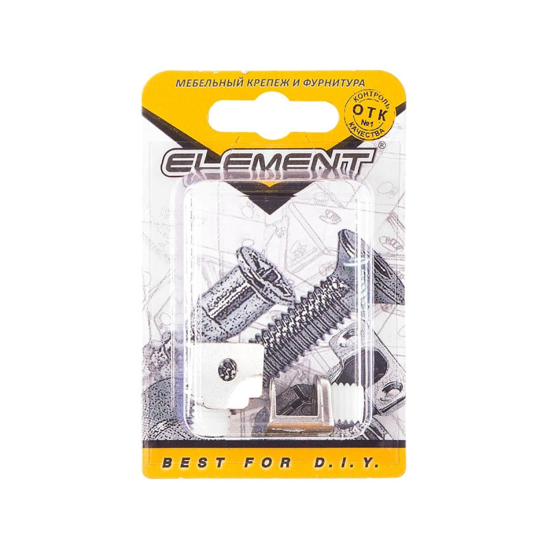 Стеклодержатель 2шт ELEMENT П-образный на шурупе никель (блистер)