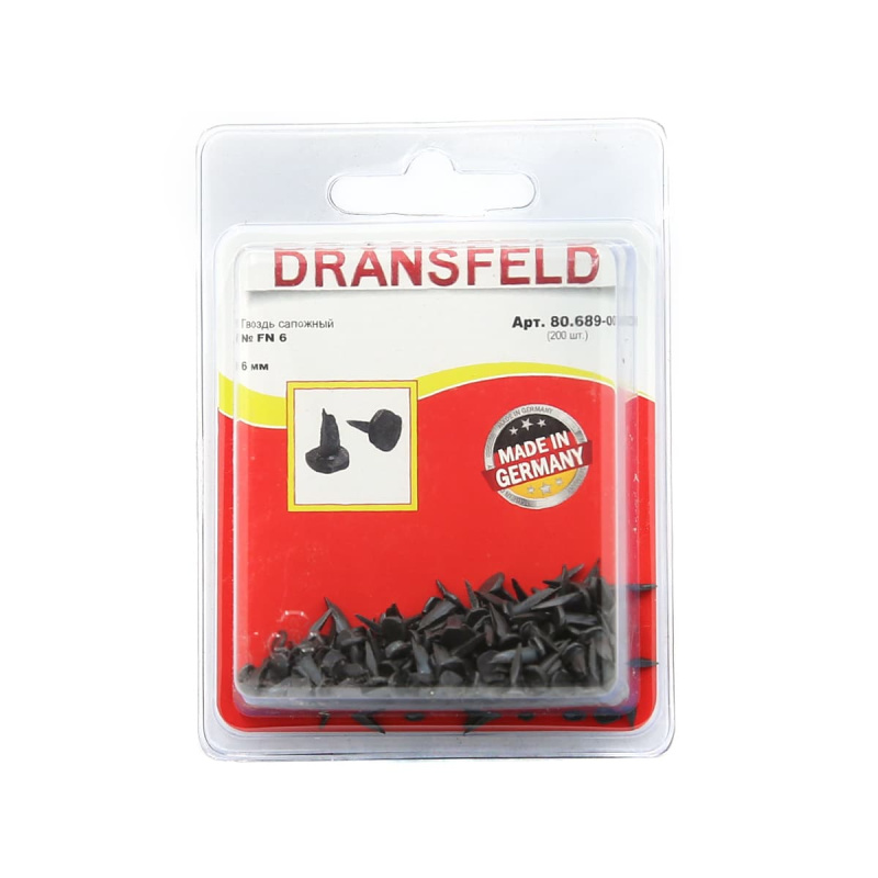 Гвоздь сапожный  6мм Dransfeld № FN 6 (БЛИСТЕР-200 шт.) Я-27