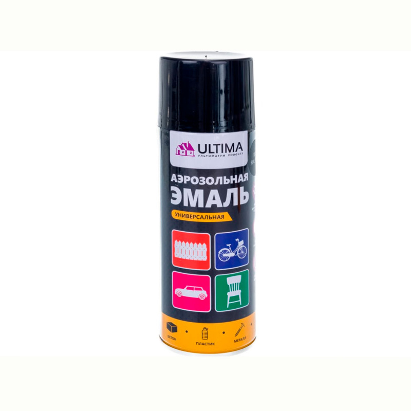 Краска аэрозольная универсальная ULTIMA 520мл RAL 9005 черный матовый