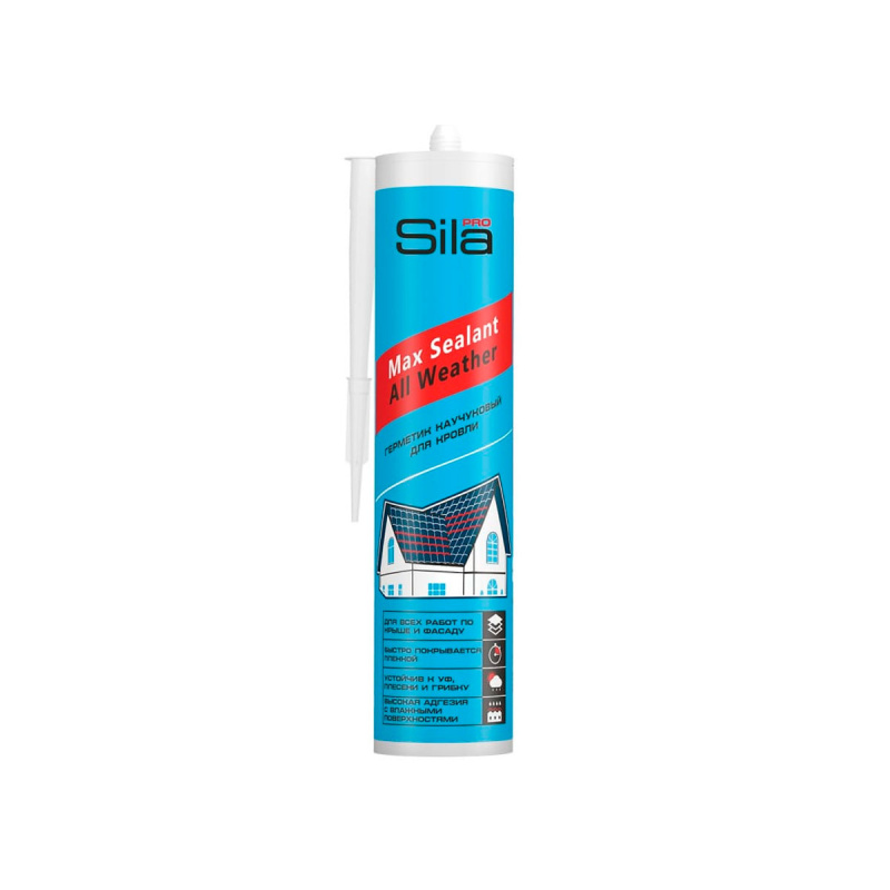 Герметик каучуковый для кровли SILA PRO Max Sealant всесезонный бесцветный 290ml