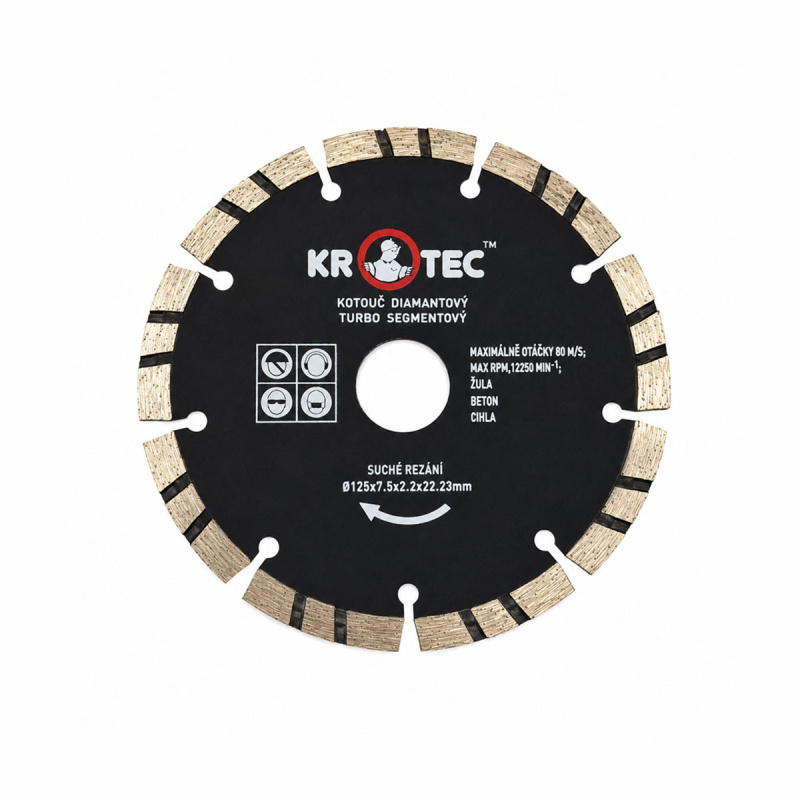 Диск алмазный турбо сегментный 125х7,5x22,2 (h=2,4) KROTEC