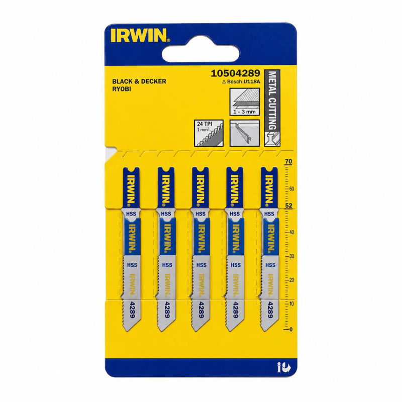 Пилки для лобзика U118A 70мм металл (5шт) IRWIN