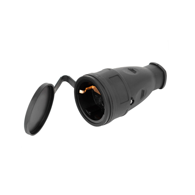 Розетка ЭРА RX10-B-IP44 каучуковая c заземлением 16А IP44 прямая черная