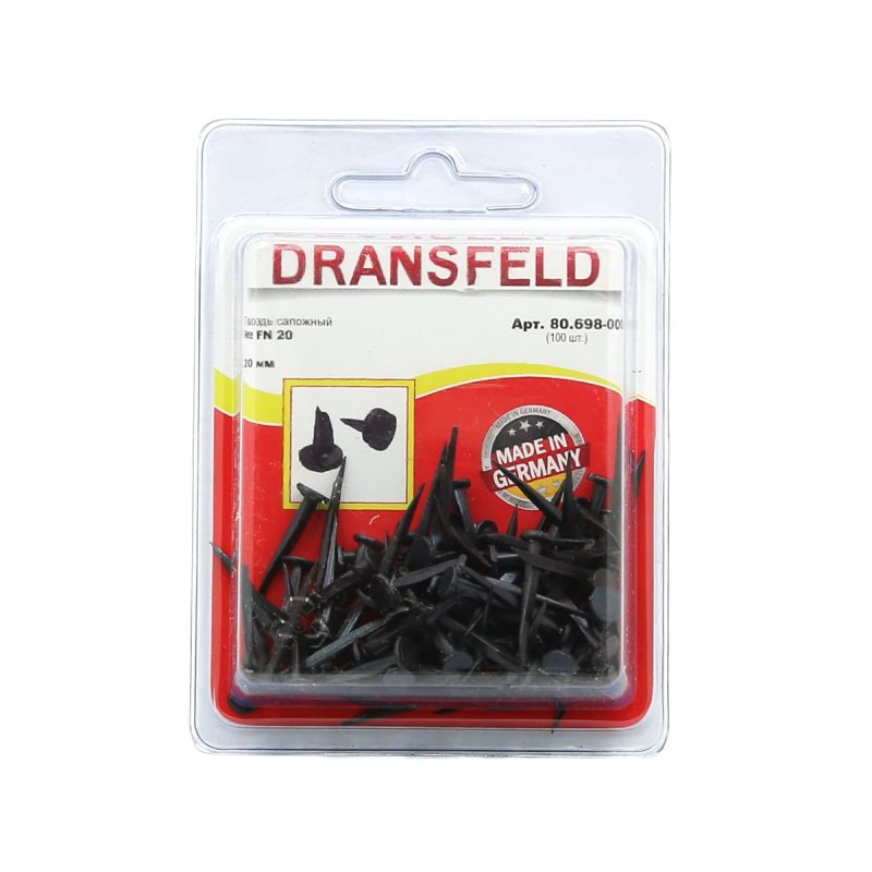 Гвоздь сапожный 20мм Dransfeld № FN 20 (БЛИСТЕР-100 шт.) Я-33