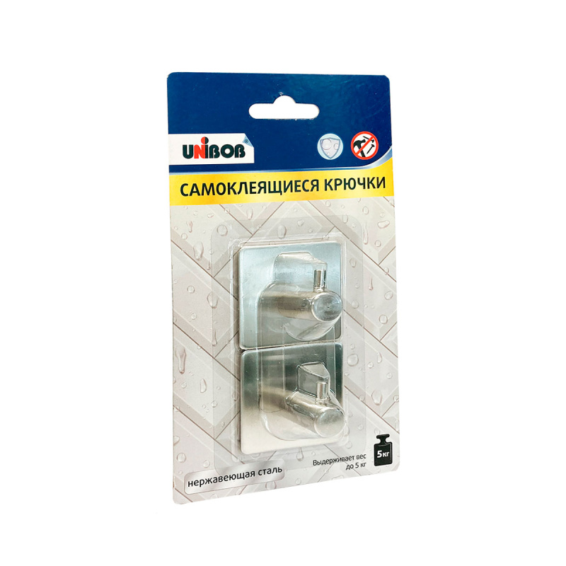 Крючки самоклеящиеся UNIBOB нерж..сталь 2шт