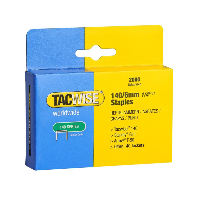 Скобы в картонном боксе 140 6mm 2000шт гальванизированные TACWISE