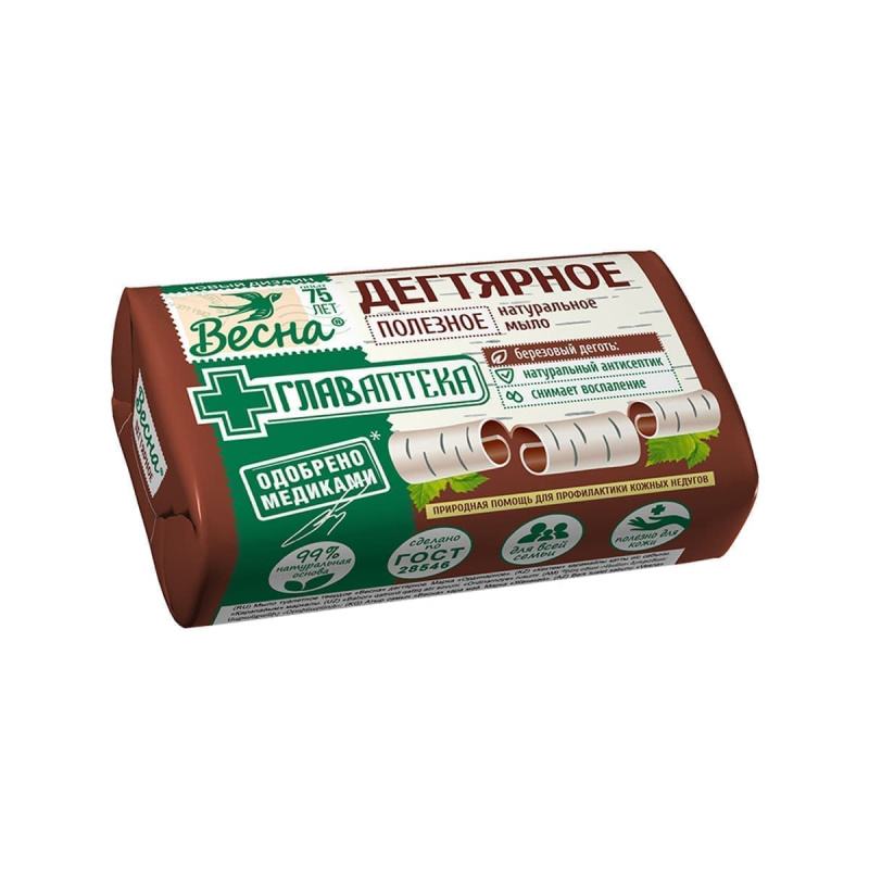 Мыло твердое ВЕСНА ГЛАВАПТЕКА дегтярное 90гр