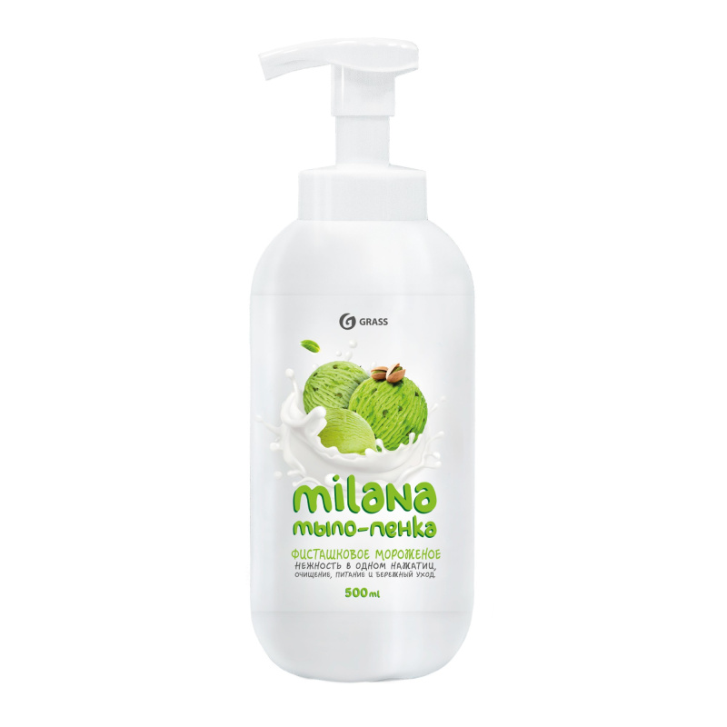 Мыло-пенка GRASS MILANA сливочно-фисташковое мороженое 500л