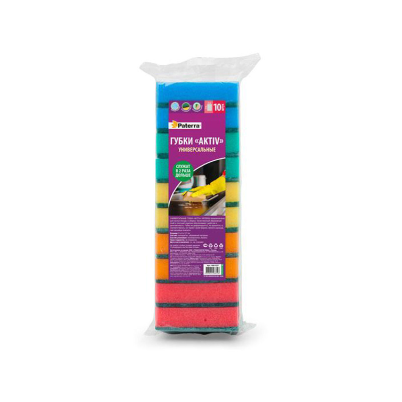 Губки кухонные AKTIV (maxi) PATERRA 10шт 60 х 90 мм