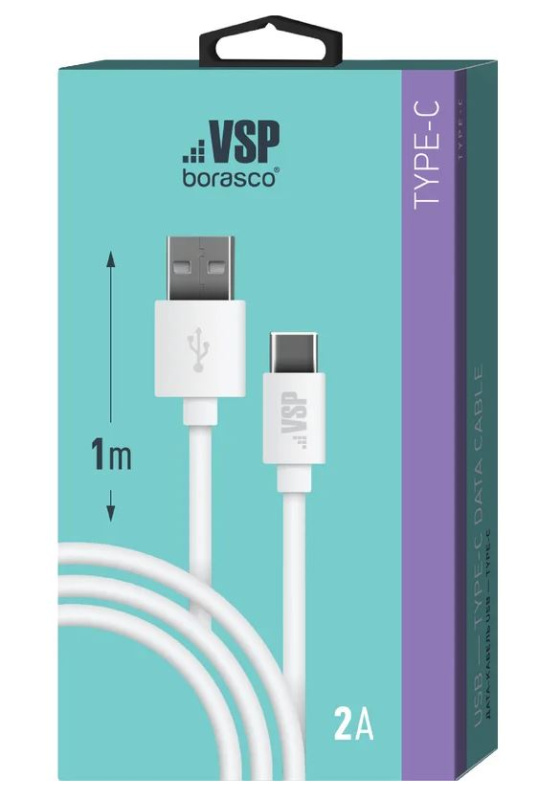 Кабель USB-Type-C BoraSCO 2А 1м белый