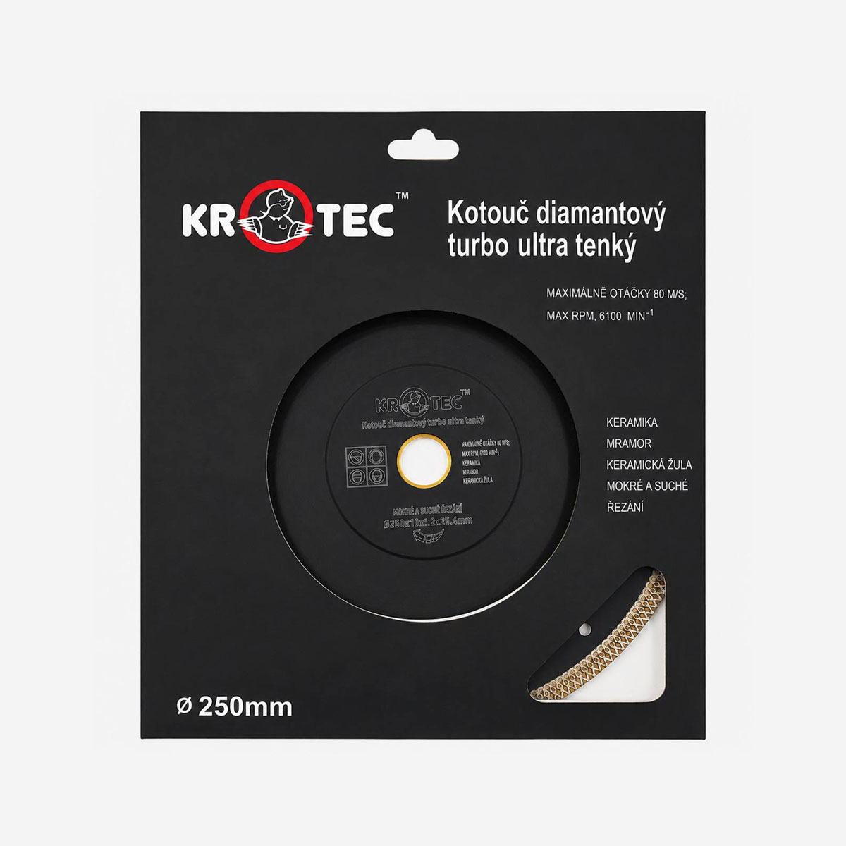 Диск алмазный турбо 250х2,1x25,4 ультратонкий (h=2,1) KROTEC