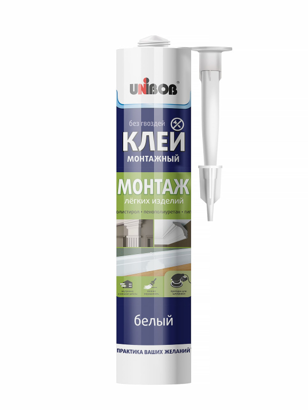 Клей-шпатлевка Монтаж легких изделий UNIBOB 280мл белый 