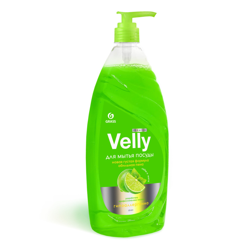 Средство для мытья посуды GRASS VELLY Premium лайм и мята 1л