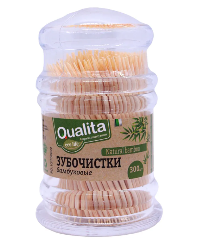 Зубочистки 300шт QUALITA бамбук