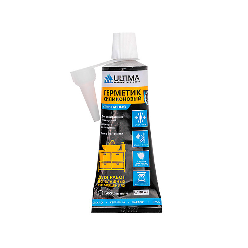 Герметик силиконовый санитарный ULTIMA бесцветный 80ml