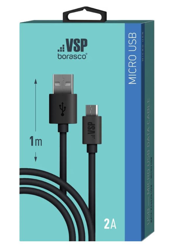 Кабель USB-micro USB BoraSCO 2А 1м черный