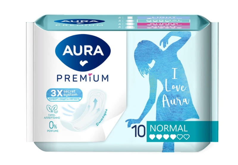 Прокладки женские 10шт AURA PREMIUM NORMAL