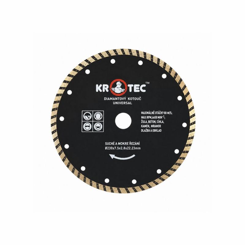 Диск алмазный универсальный 230х7,5x22,2 (h=2,8) KROTEC