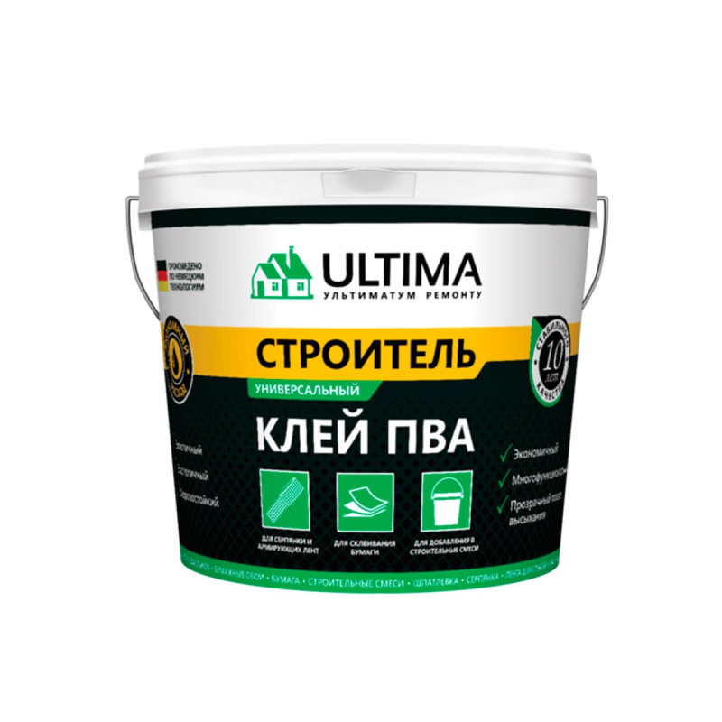Клей ПВА ULTIMA Строитель ведро 0,9кг