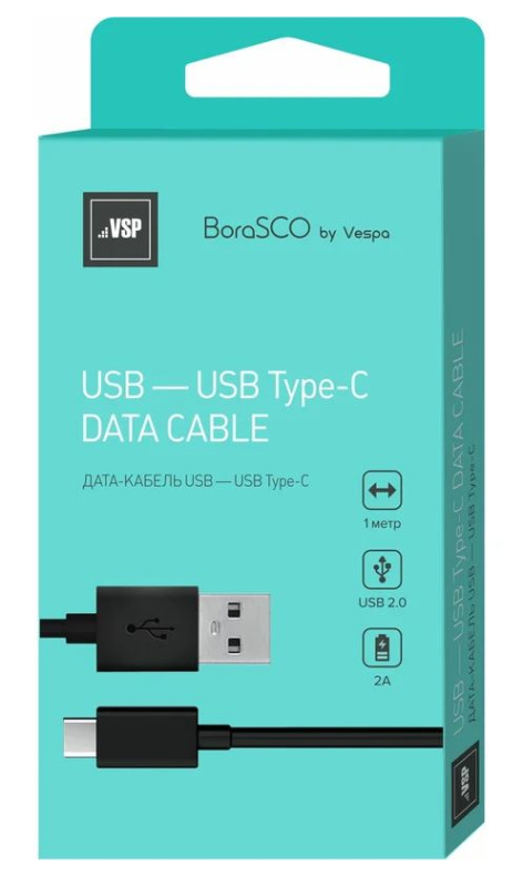 Кабель USB-Type-C BoraSCO 2А 1м черный