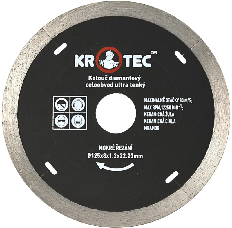 Диск алмазный сплошной 125х8,0x22,2 ультратонкий (h=1,2) KROTEC