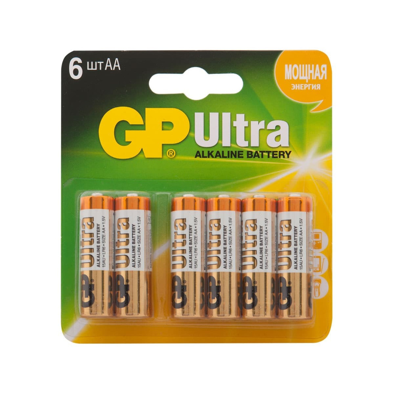 Батарейка алкалиновая GP Ultra Alkaline 15А AA 4+2шт промо-блистер