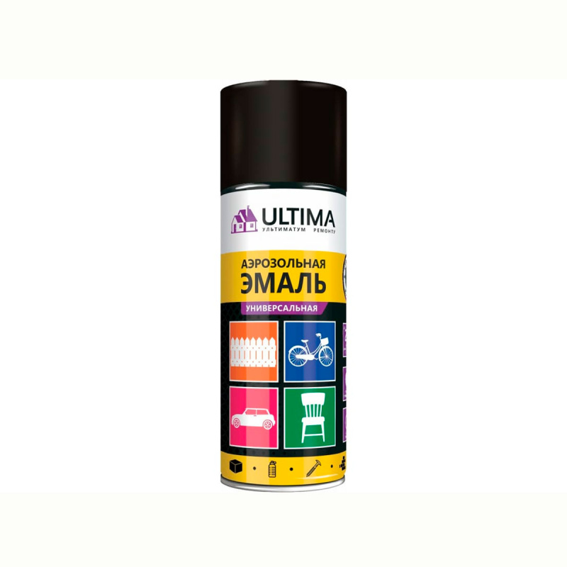 Краска аэрозольная универсальная ULTIMA 520мл RAL 9005 черный глянцевый