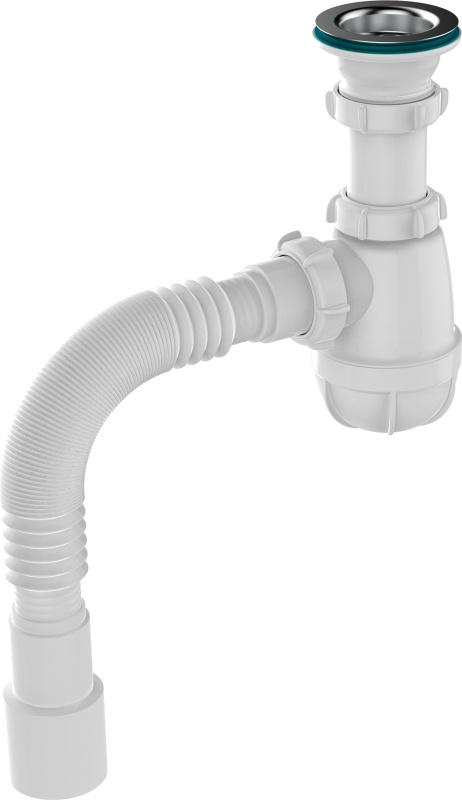 Сифон для кухни AQUANT с мет.реш. 1 1/2"х40 с г.т. 40х40/50 длина винта 80мм