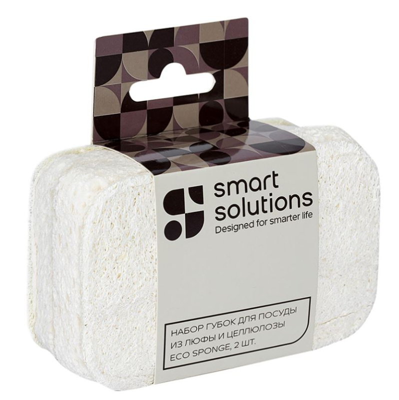 Губка для посуды 2шт SMART SOLUTIONS Eco Sponge целлюлоза и люфа