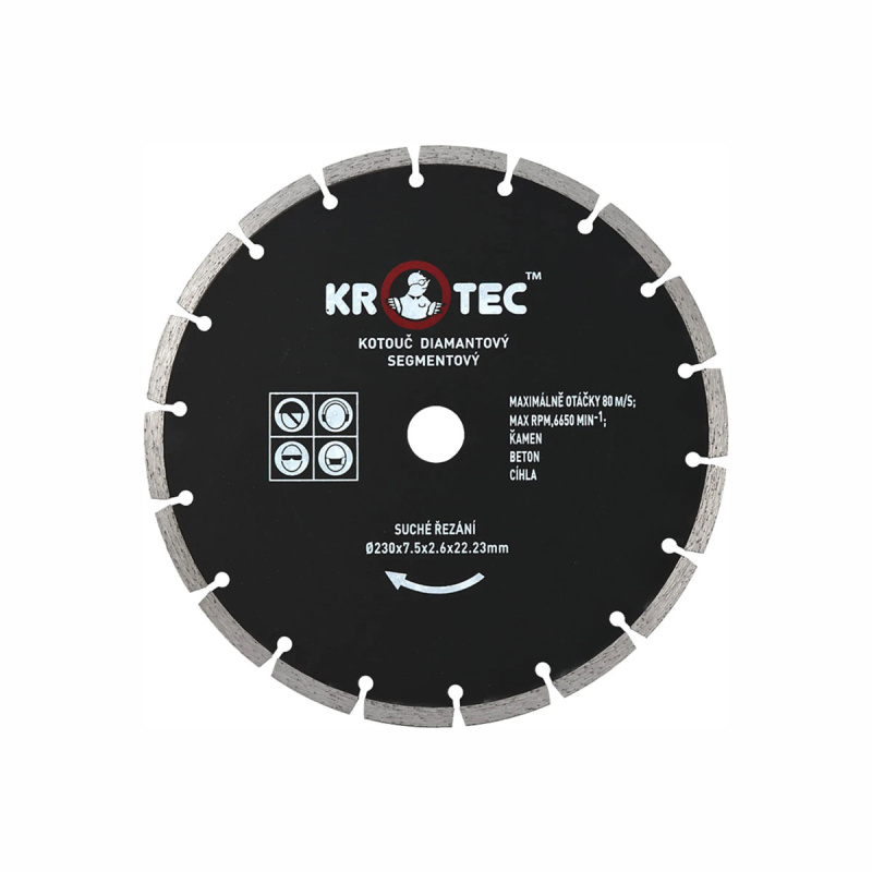 Диск алмазный сегментный 230х7,5x22,2 (h=2,6) KROTEC