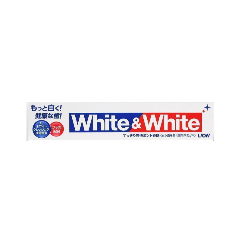 Паста зубная LION WHITE&WHITE отбеливающая с кальцием и фтором мятная 150гр