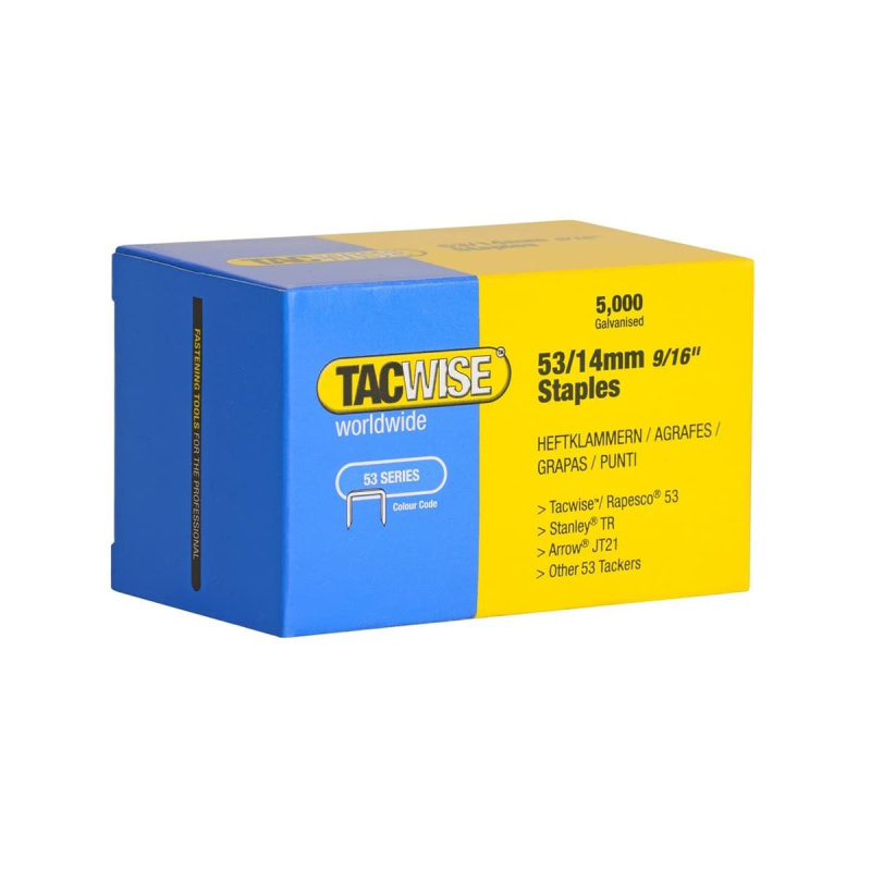 Скобы в картонном боксе 53 14mm 5000шт  гальванизированные TACWISE