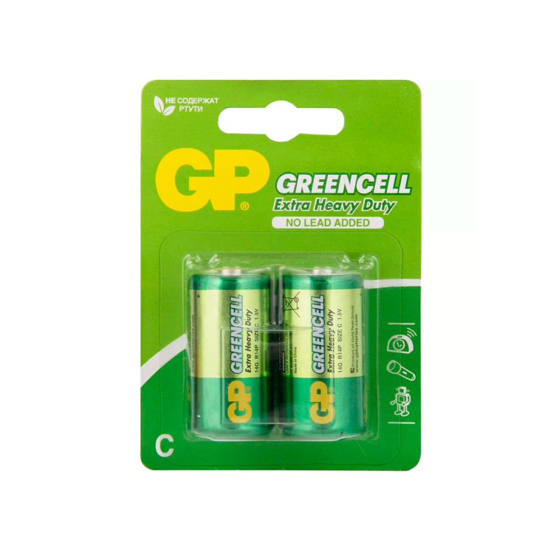 Батарейка солевая GP Greencell 14А типоразмера C 2шт блистер