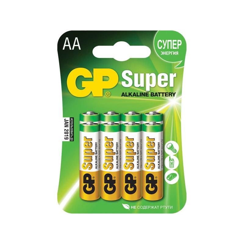 Батарейка алкалиновая GP Super Alkaline 15А АA 8шт блистер