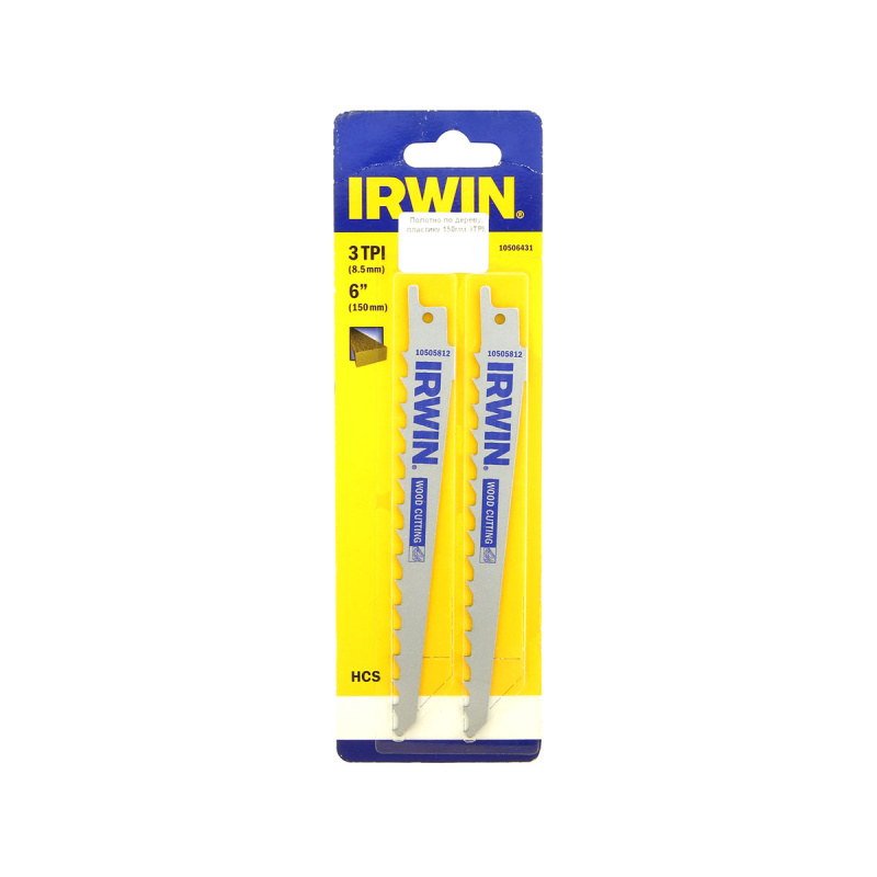 Полотно по дереву, пластику 150мм 3TPI (2шт) IRWIN