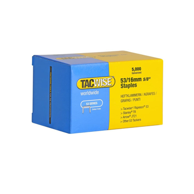 Скобы в картонном боксе 53 16mm 5000шт  гальванизированные TACWISE