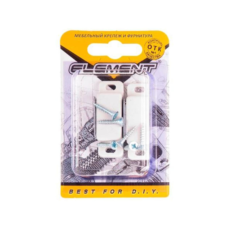 Магнитная защелка 2шт ELEMENT 46x15мм белый (блистер)