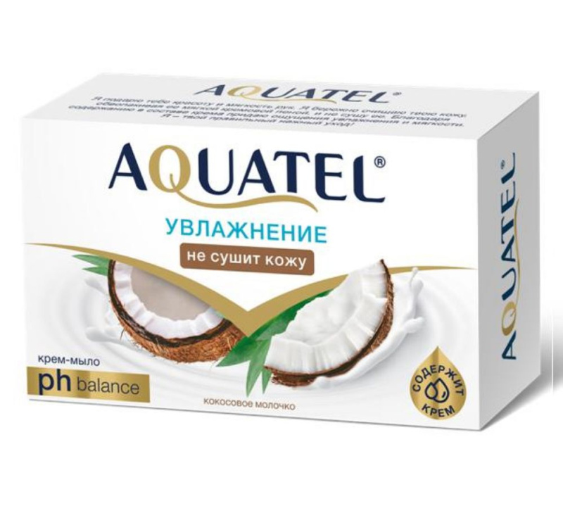 Крем-мыло твердое AQUATEL кокосовое молочко 90гр