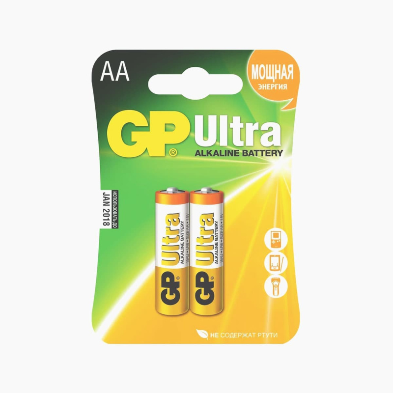 Батарейка алкалиновая GP Ultra Alkaline 15А AA 2шт блистер