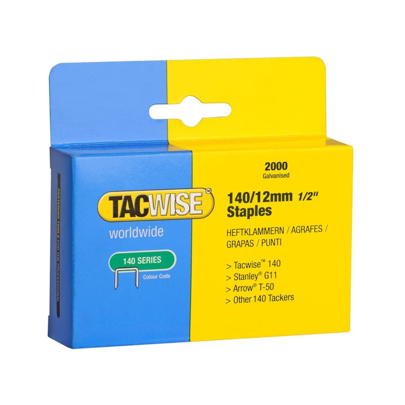Скобы в картонном боксе 140 12mm 2000шт гальванизированные TACWISE