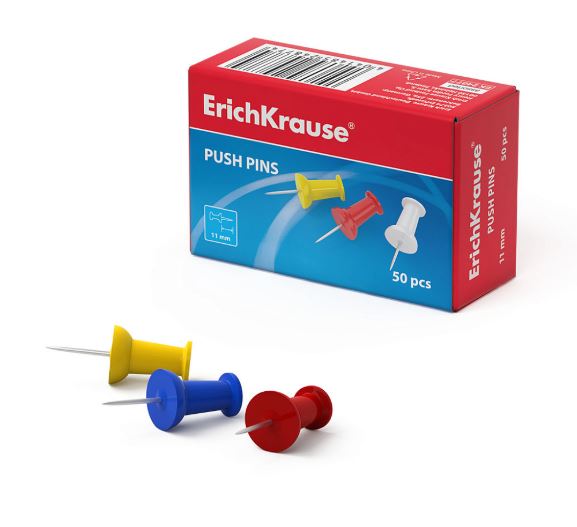 Кнопки силовые ErichKrause Classic, ассорти (в коробке по 50 шт.)