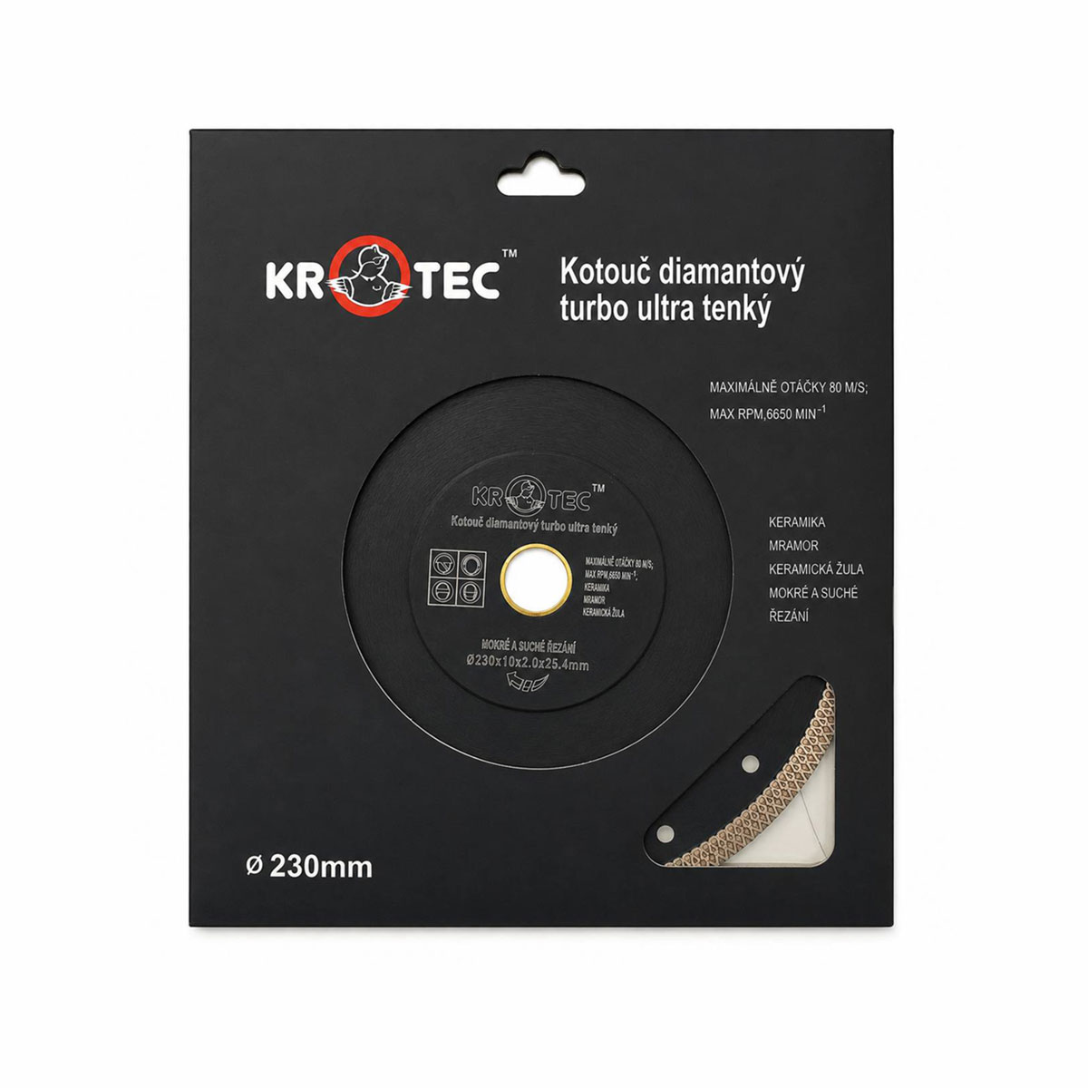 Диск алмазный турбо 230х1,9x25,4 ультратонкий (h=1,9) KROTEC