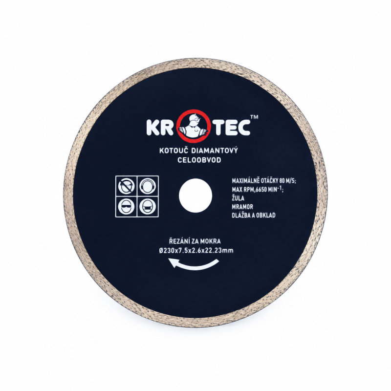 Диск алмазный сплошной 230х7,5x22,2 KROTEC