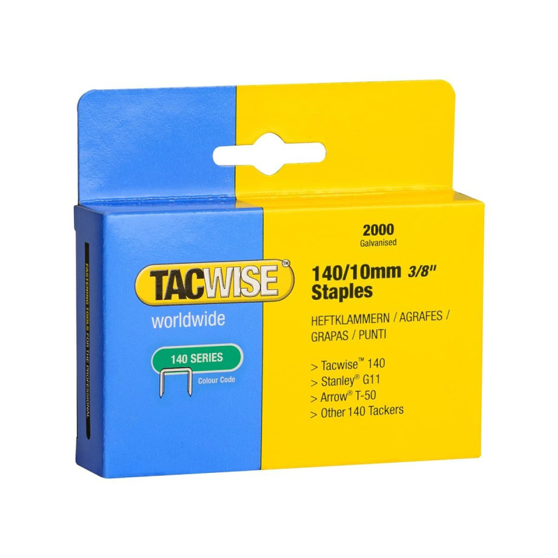 Скобы в картонном боксе 140 10mm 2000шт гальванизированные TACWISE