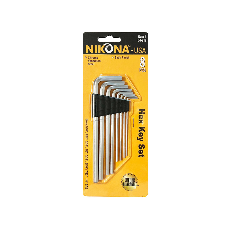 Набор шестигранных ключей HEX NIKONA 8 предметов дюймовые SAE 1/16"-1/4"