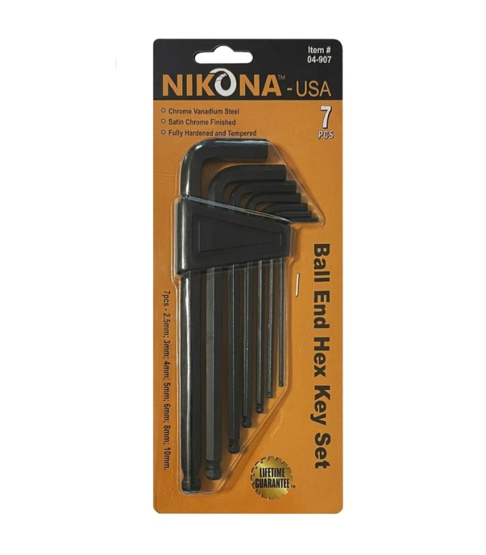 Набор шестигранных ключей HEX NIKONA Long 7 предметов 2,5-10мм сферическая головка