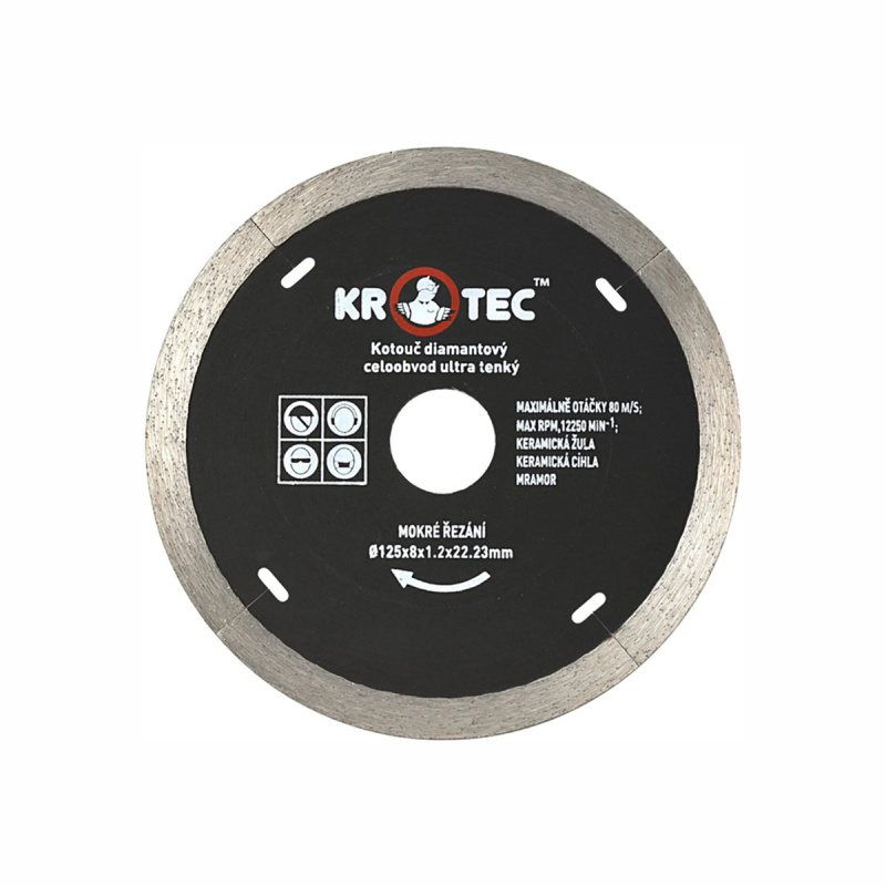 Диск алмазный сплошной 125х8,0x22,2 ультратонкий (h=1,2) KROTEC
