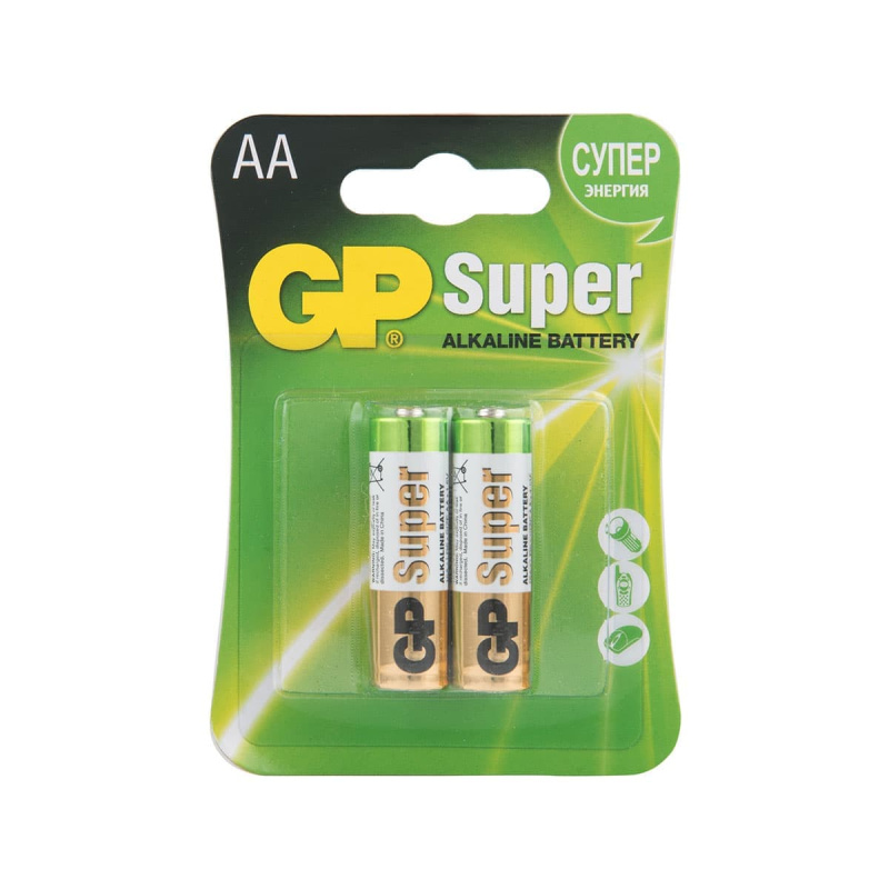 Батарейка алкалиновая GP Super Alkaline 15А АA 2шт блистер